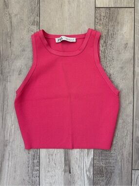 Zara Barbie Core Ribbed Y2K Streetwear Bodycon Cropped Tank Top size small